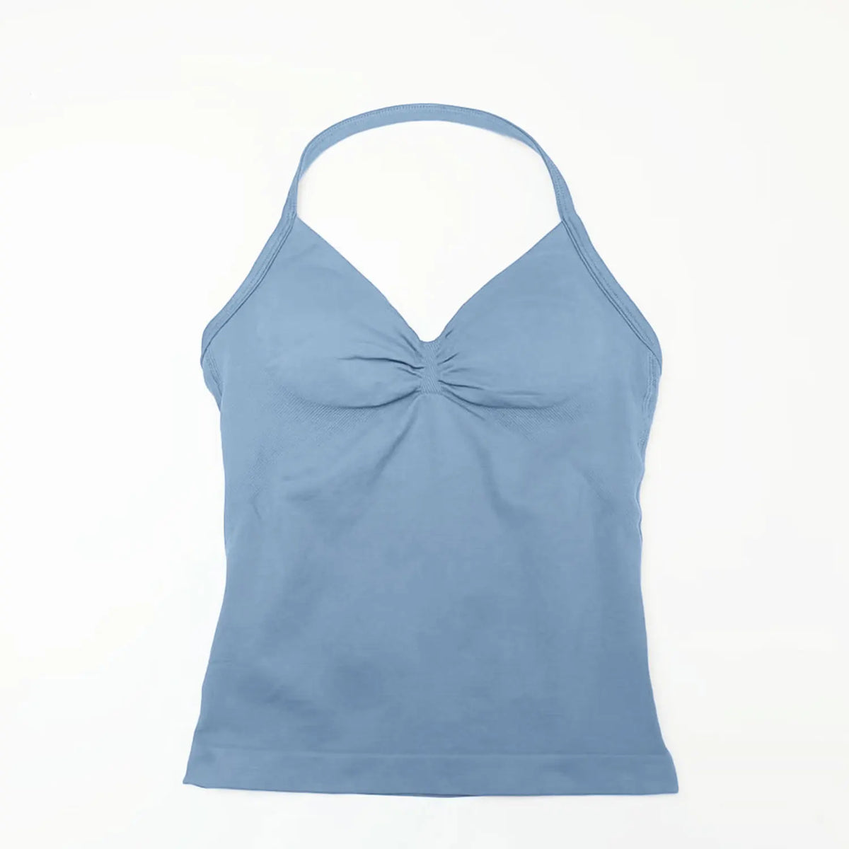 Gym Longline Strappy Top Women Seamless Yoga Tank with Removable Pads V Neck Workout Clothes Sports Running Fitness Vest
