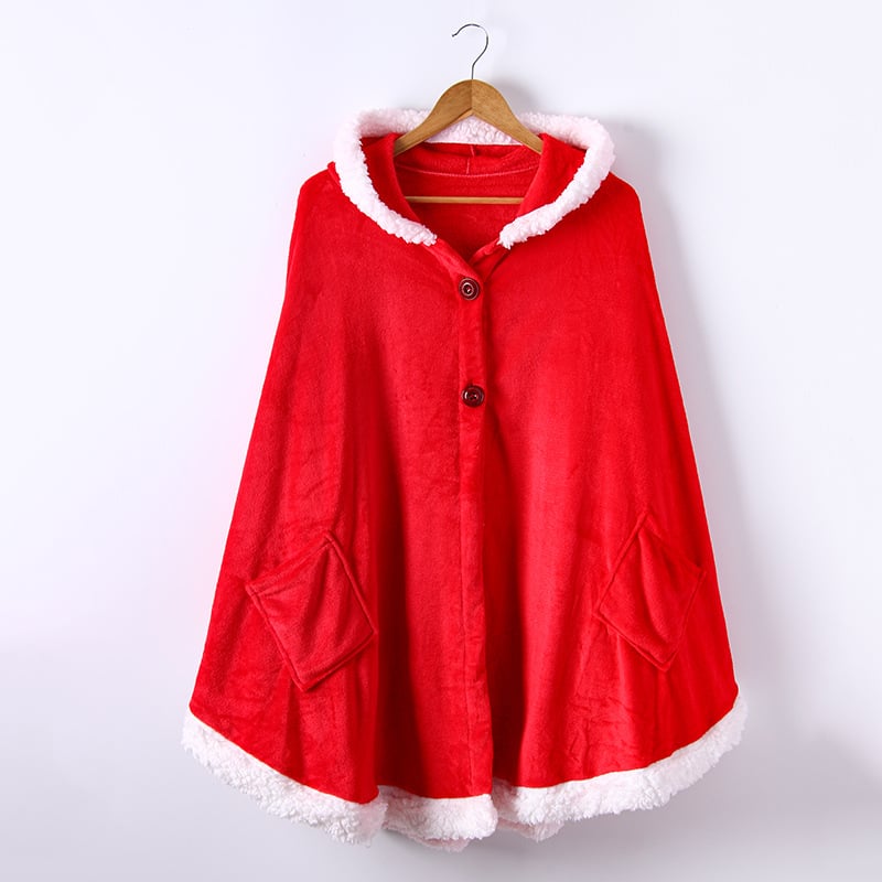Soft Plush Cloak with Double Pockets in Flannel