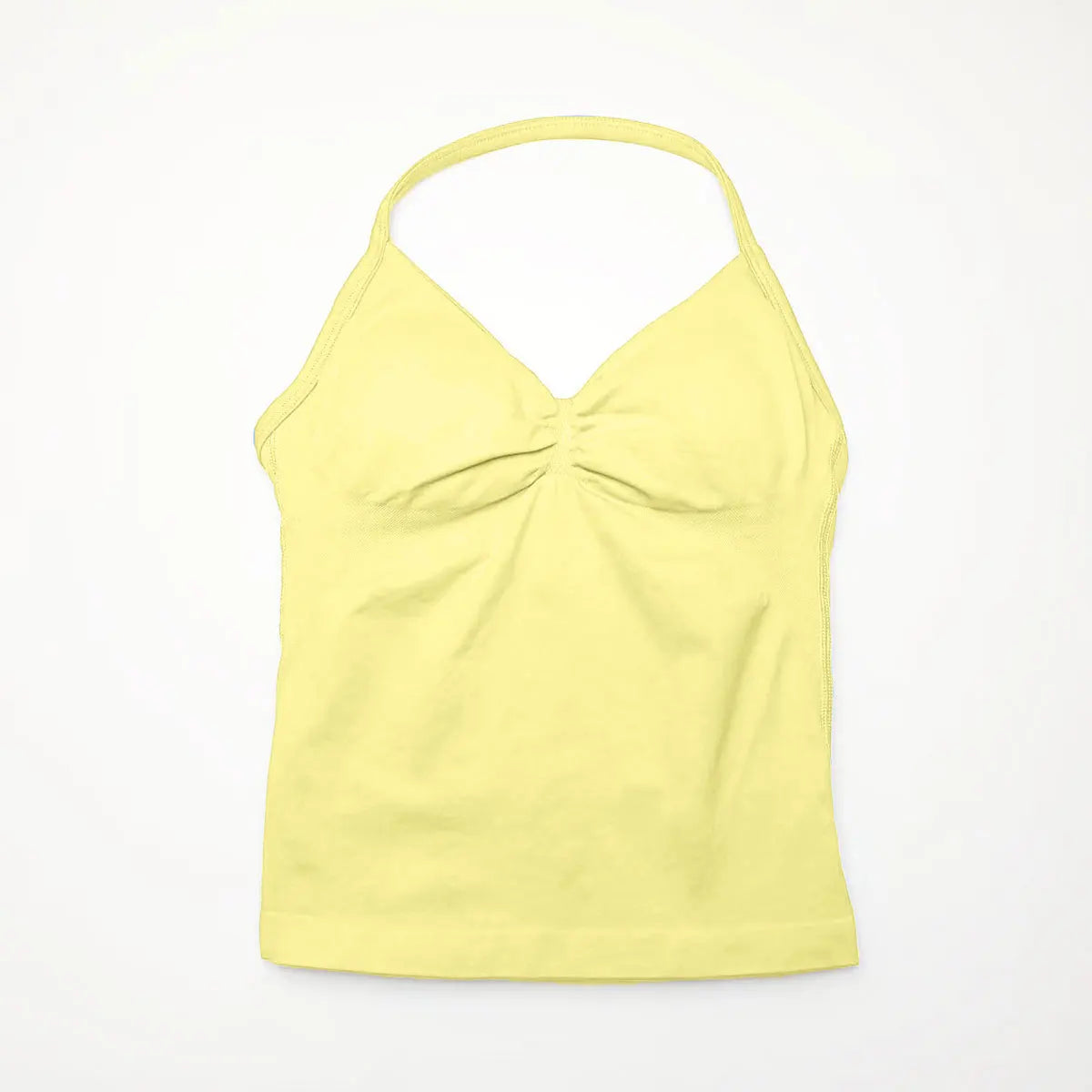 Gym Longline Strappy Top Women Seamless Yoga Tank with Removable Pads V Neck Workout Clothes Sports Running Fitness Vest