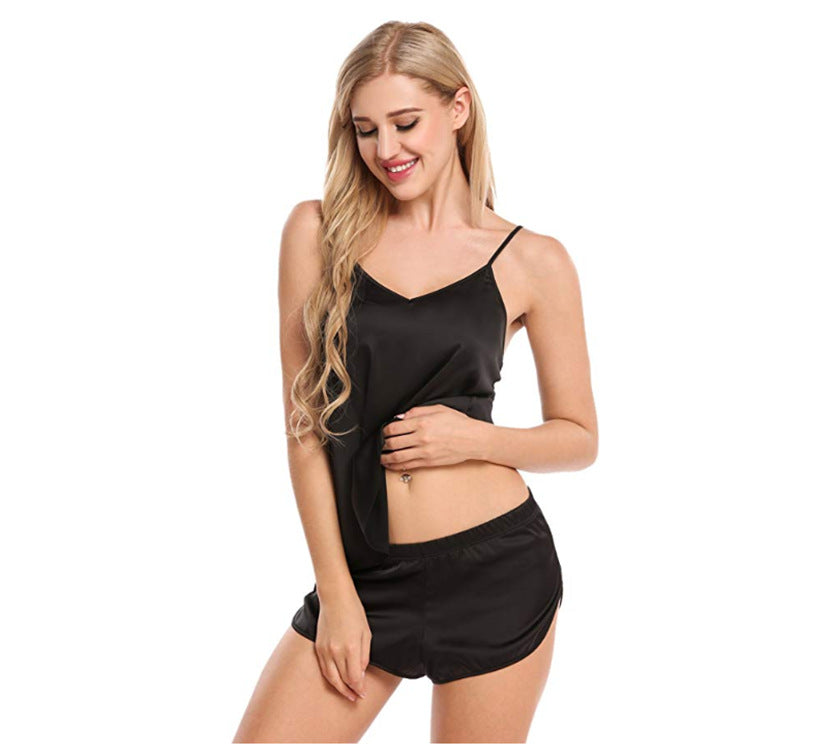 Silk Satin Lingerie Set with Camisole and Shorts